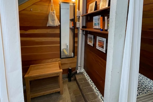 Changing room is provided for extra convenience in case you want to get fully ready after your outdoor shower