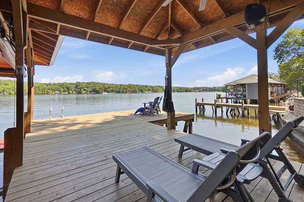 Shade when you want it, lake when you don’t. The covered dock makes it easy to spend the whole day outside.