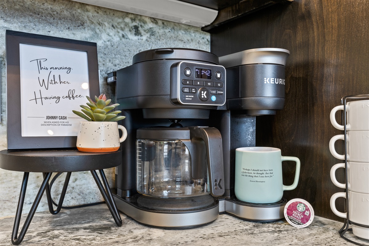 Mornings just got magical! Your personal caf&eacute; corner, this cozy coffee station has everything for slow sips and mountain views.