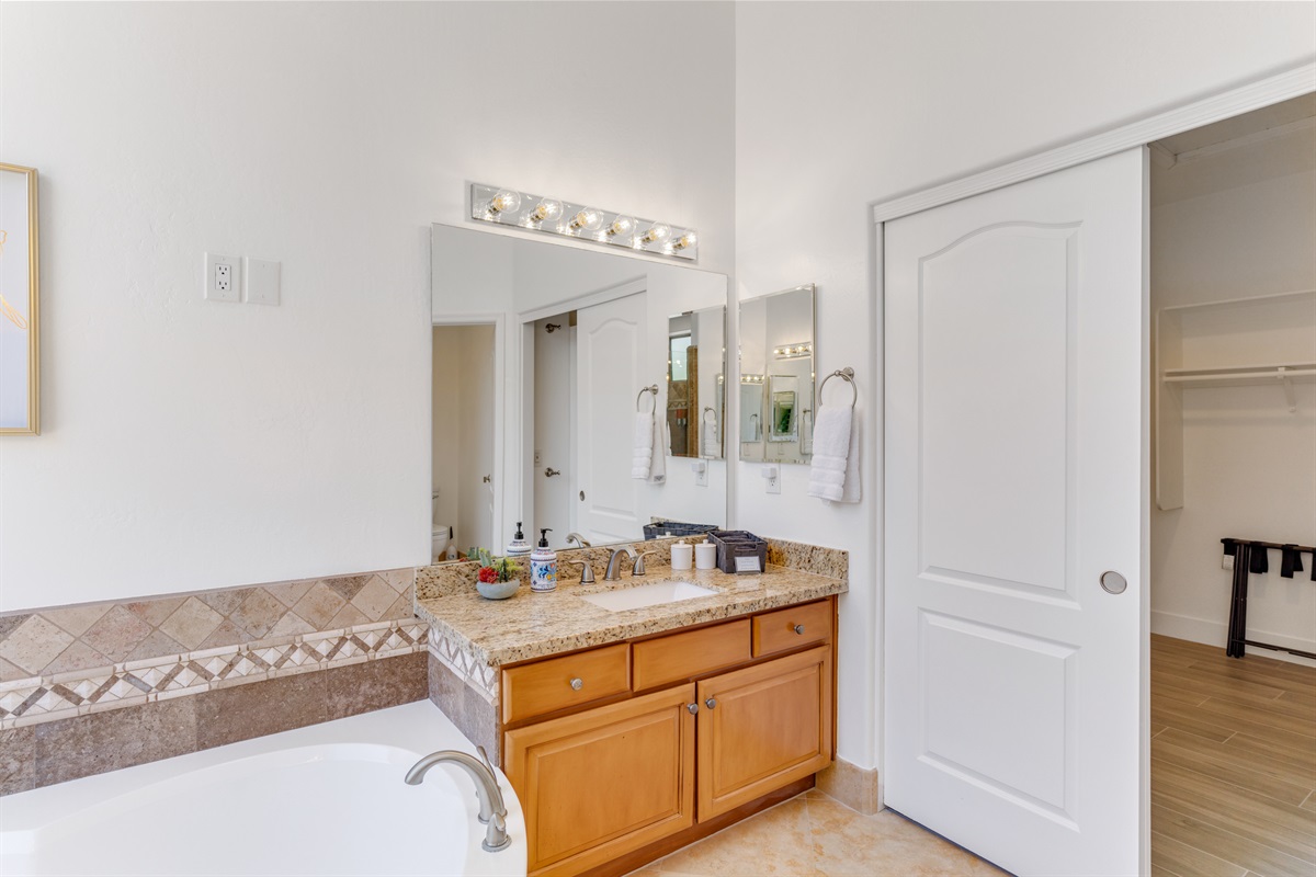Spacious walk-in closet to allow for complete privacy while getting ready.