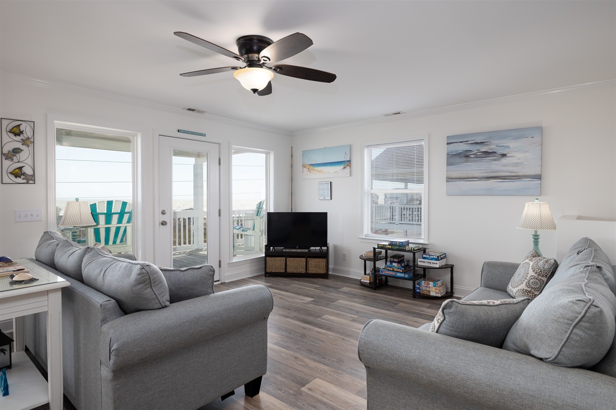 Living room with comfort and ocean views