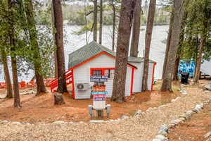 Front view of Cabin with informative signal