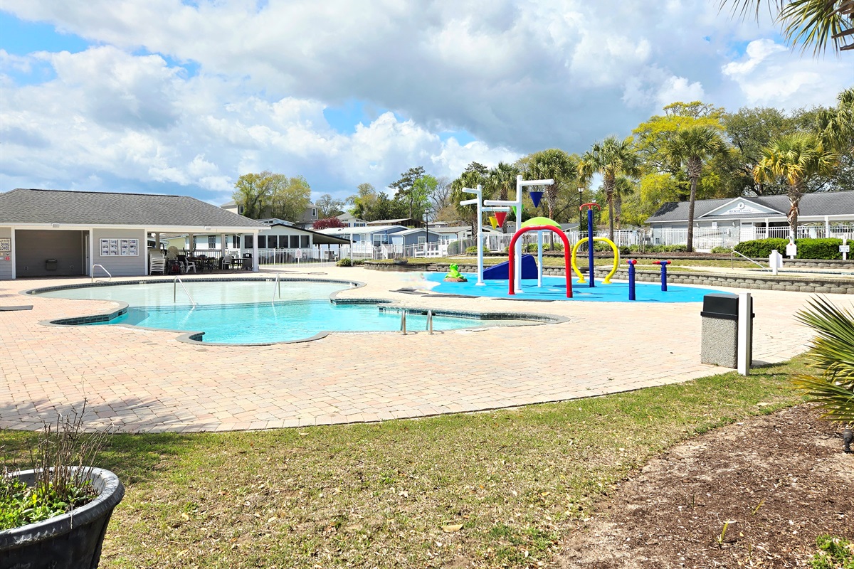 Outdoor lower pool and splash zone