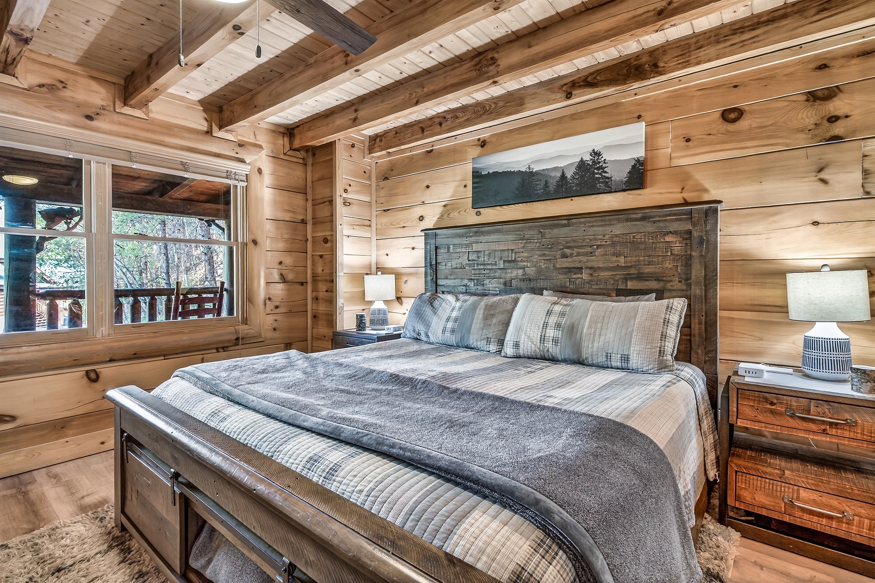 Enjoy a peaceful night's sleep in the plush king bed.