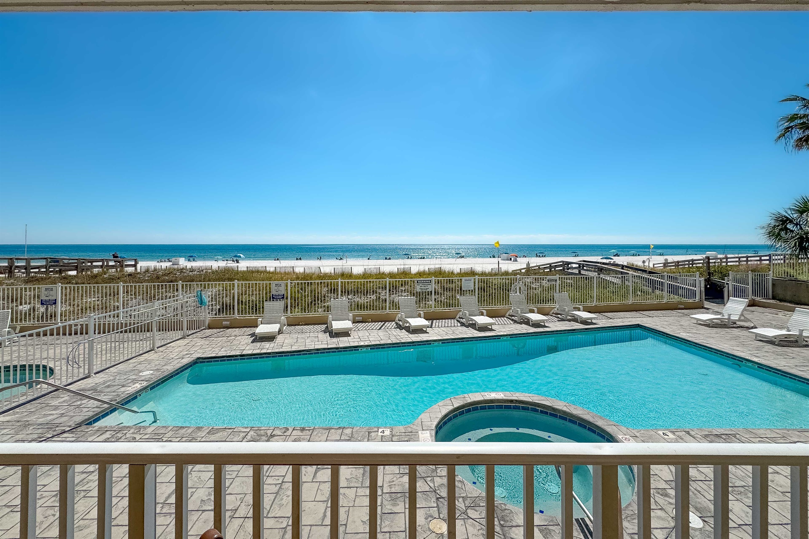 Enjoy the best of both worlds with direct beach access and a refreshing pool with hot tub.  Your perfect coastal getaway awaits.