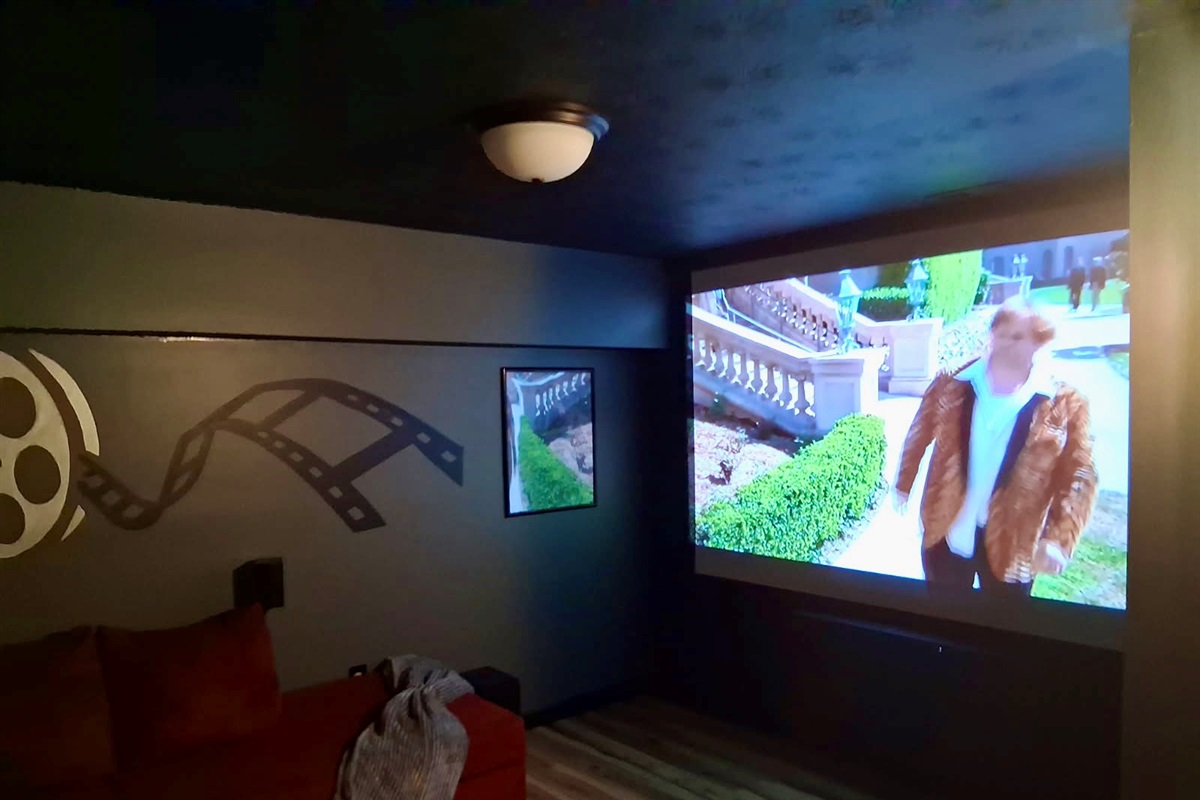 Media room with a 120 inch screen