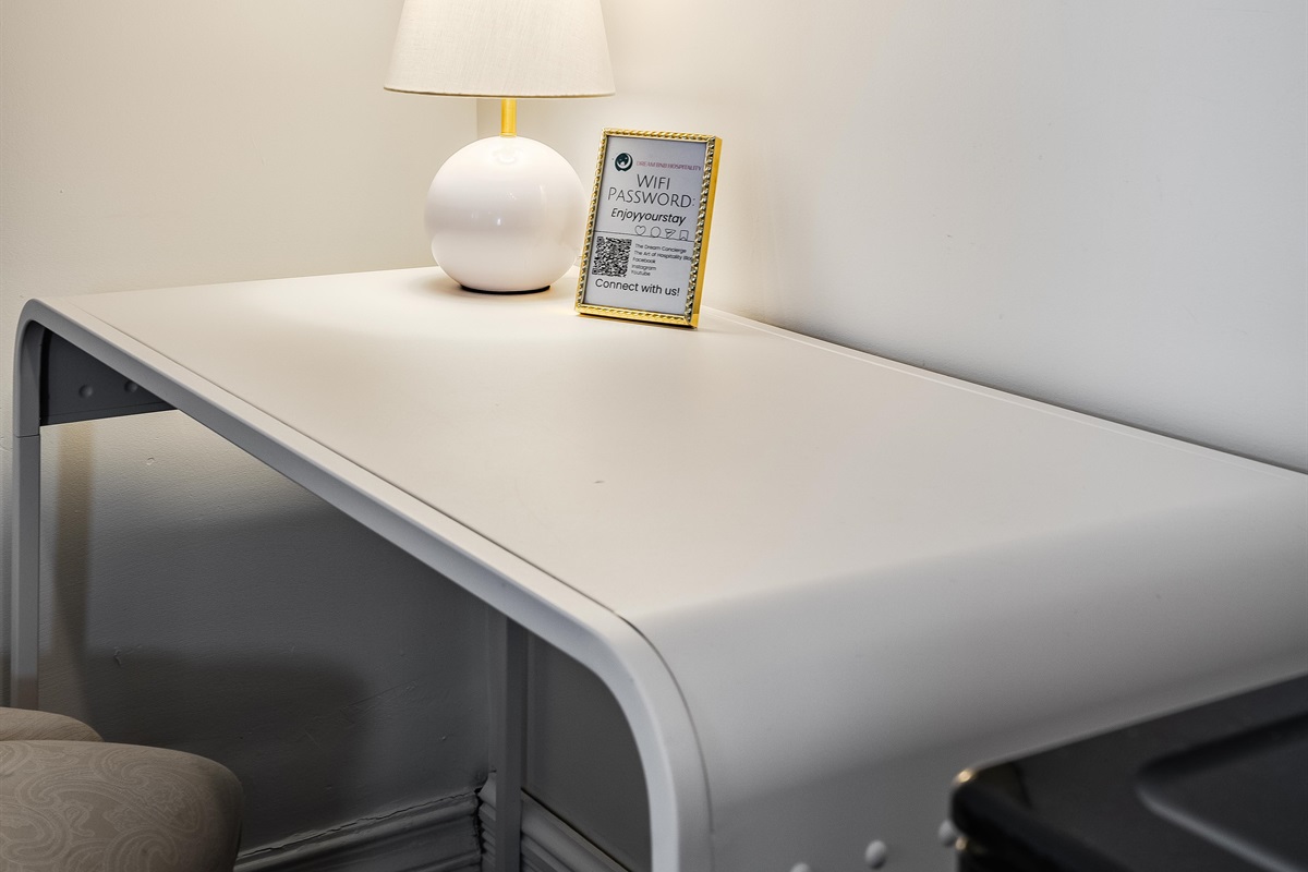 Lap-top friendly workspaces.