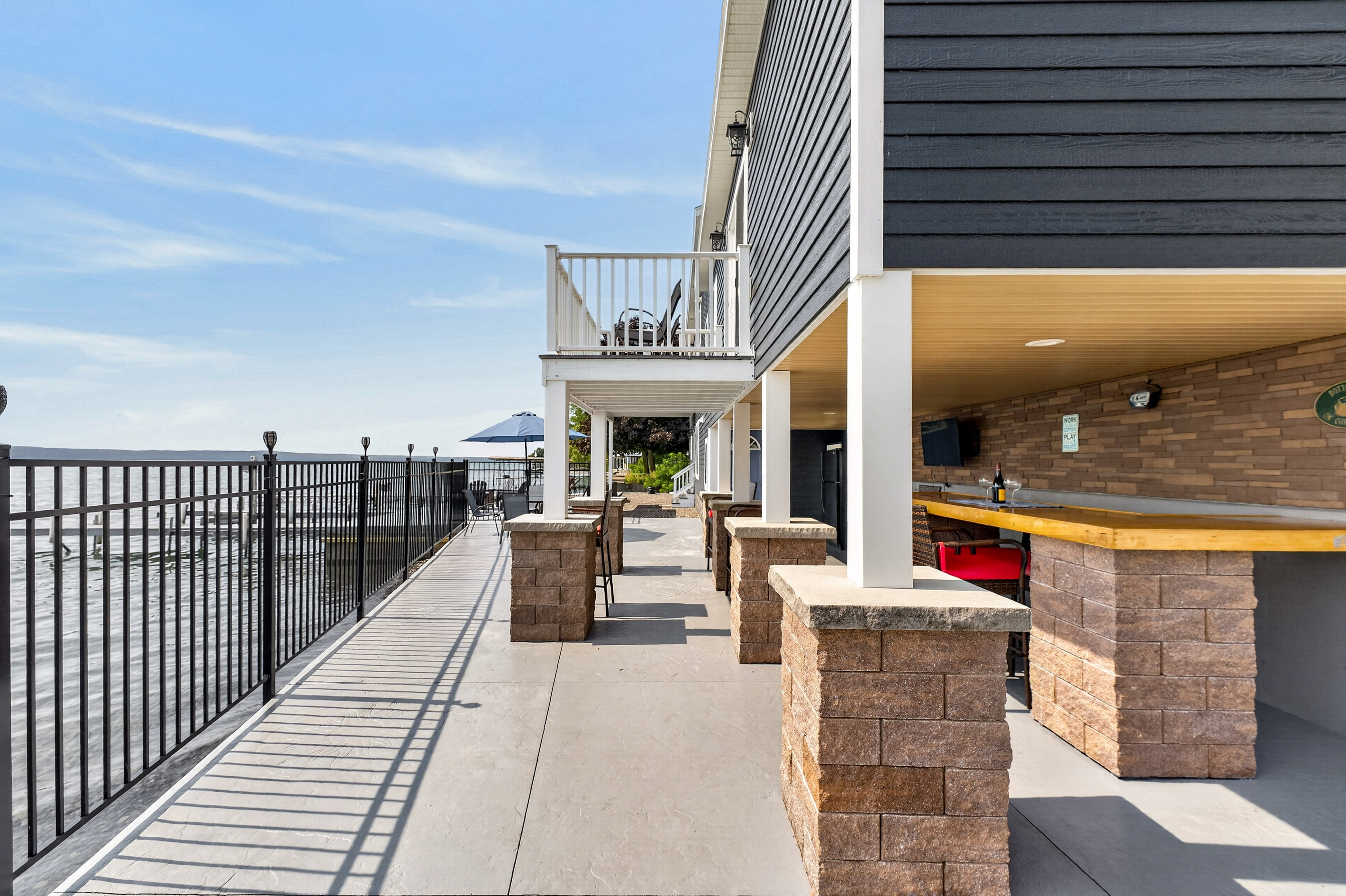 Gated walkway along the waterfront patio