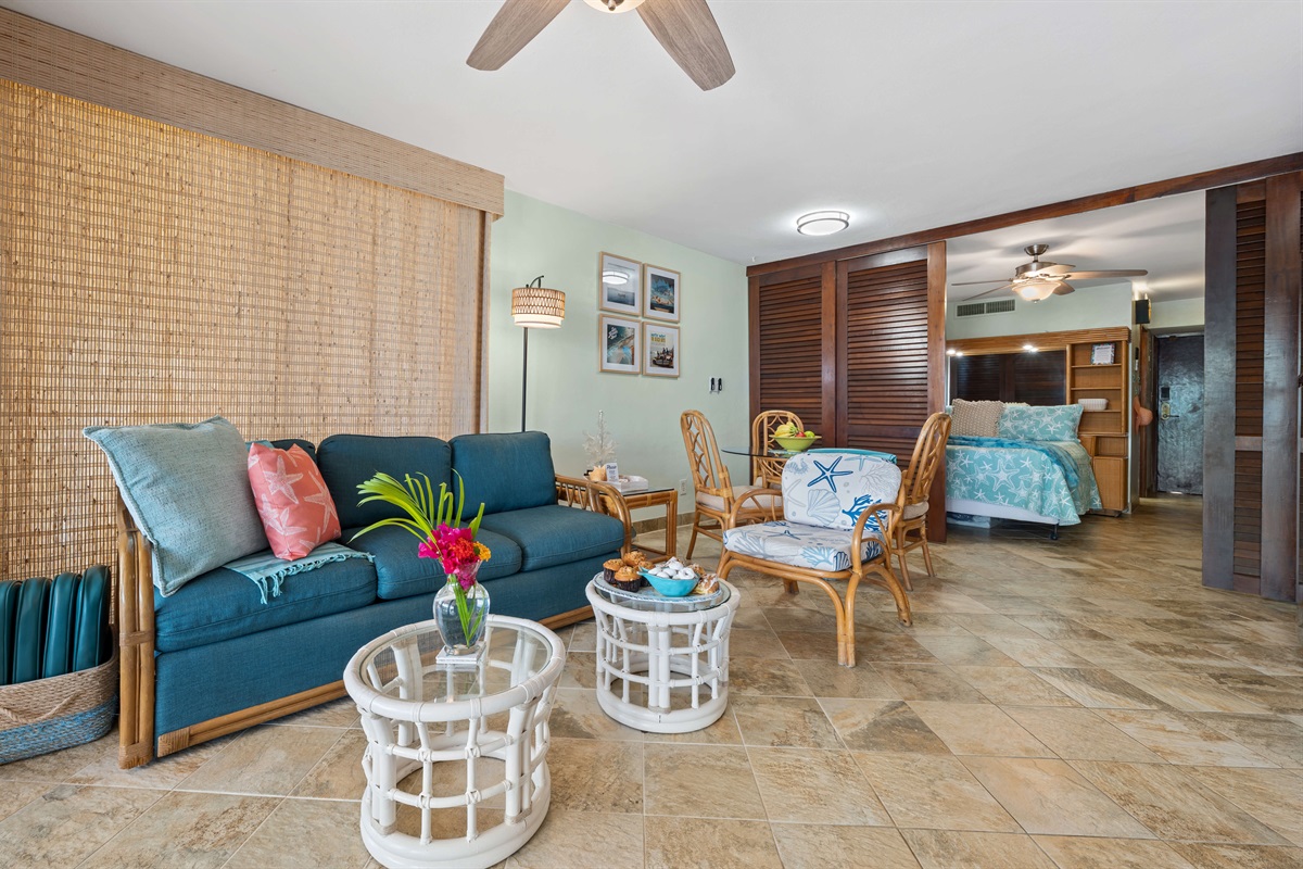 Open living and dining area with a bright, airy feel