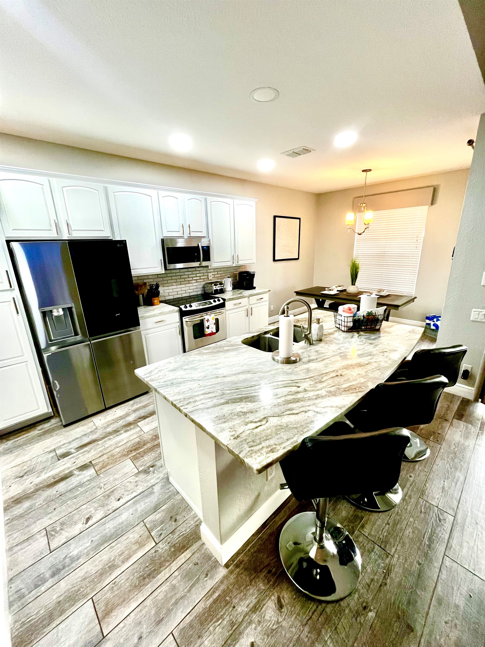 Kitchen with Island for seating for 3 