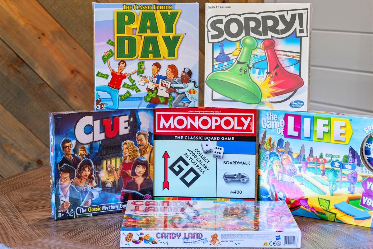 A lineup of classic board games ensures there’s never a dull moment for guests of all ages.