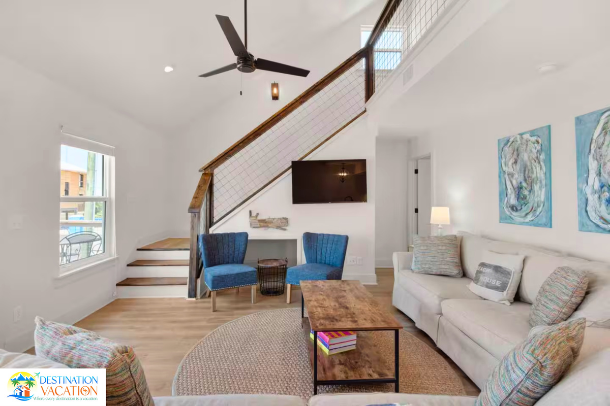 Relax in style with airy spaces and coastal character.