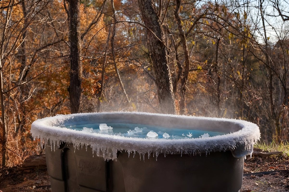 {Cold Plunge} The Gallery House plunge tub is filled with 42° well water—your invigorating reset between hot tub sessions and mountain adventures.