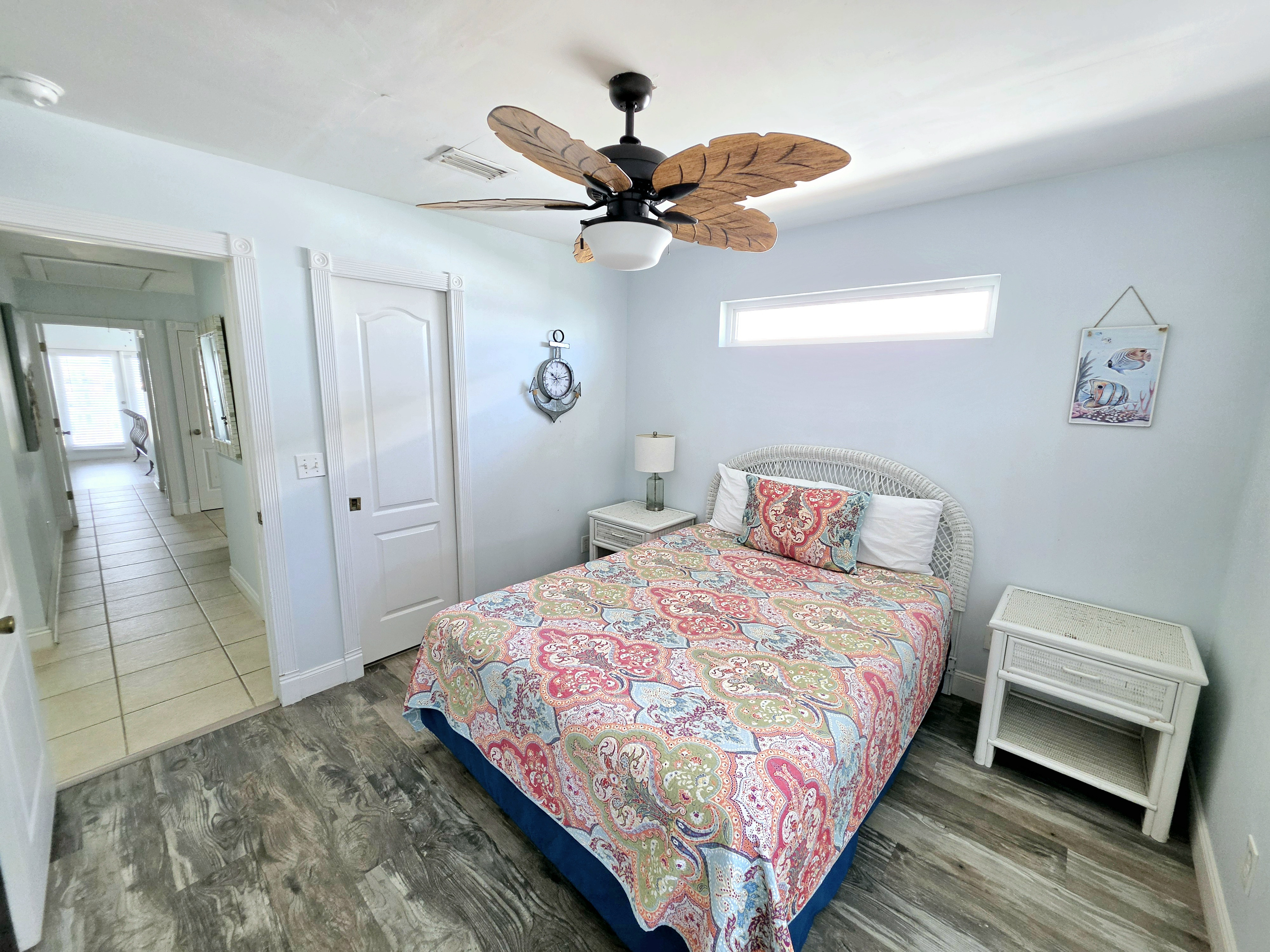 Bedroom 2 – queen bed and ceiling fan