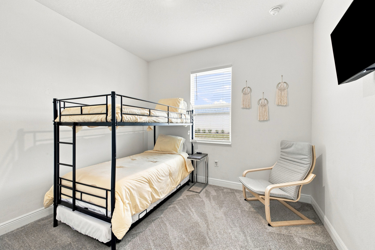 Twin Bunk Room Off Main Room.  Trundle Extends From Bottom of Bunk