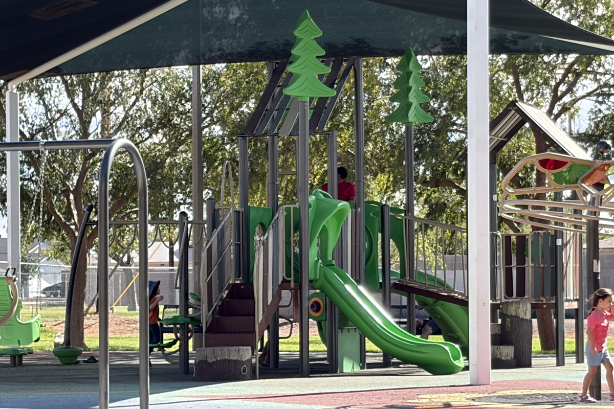 Shaded playground at Hollis park (right next door)