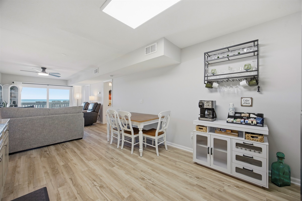 Kitchen table and coffee bar