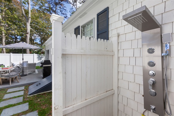 Our outdoor shower is ready to refresh you after a long, tiring day.