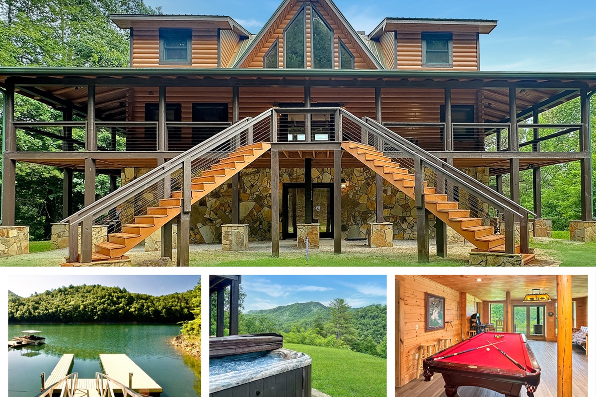 Exterior: Embrace nature's beauty in our stunning log cabin, perfect for your mountain escape!