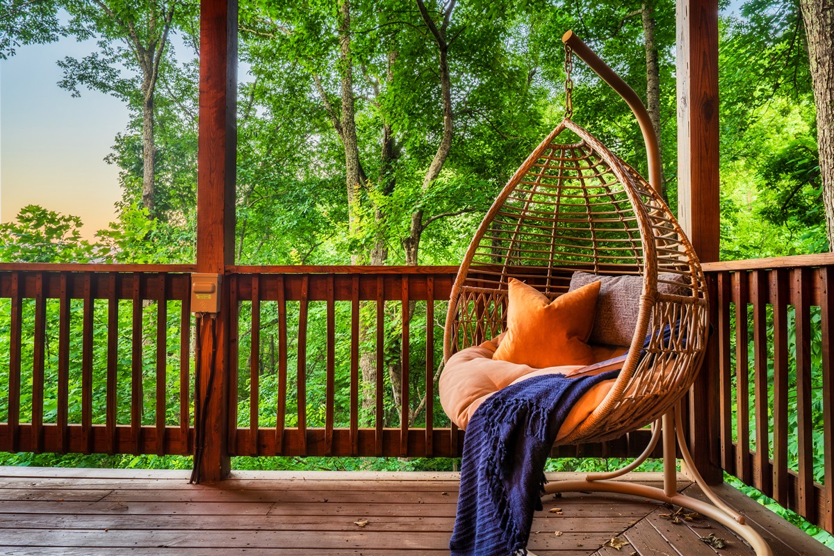 Outside egg chair to take in the views