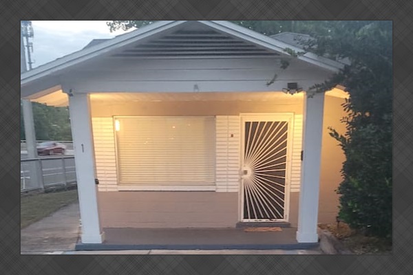 Welcoming lit entryway setting a warm arrival vibe