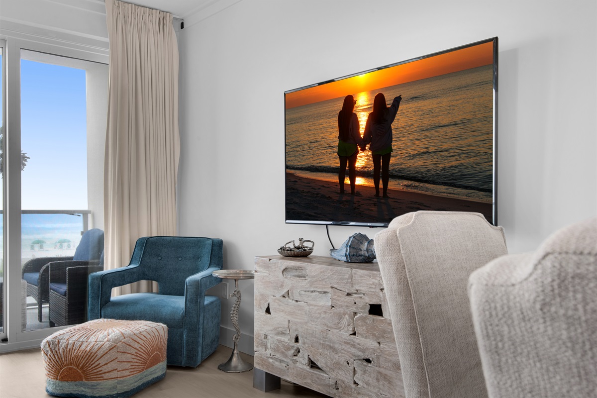 Evening Gulf view and living area