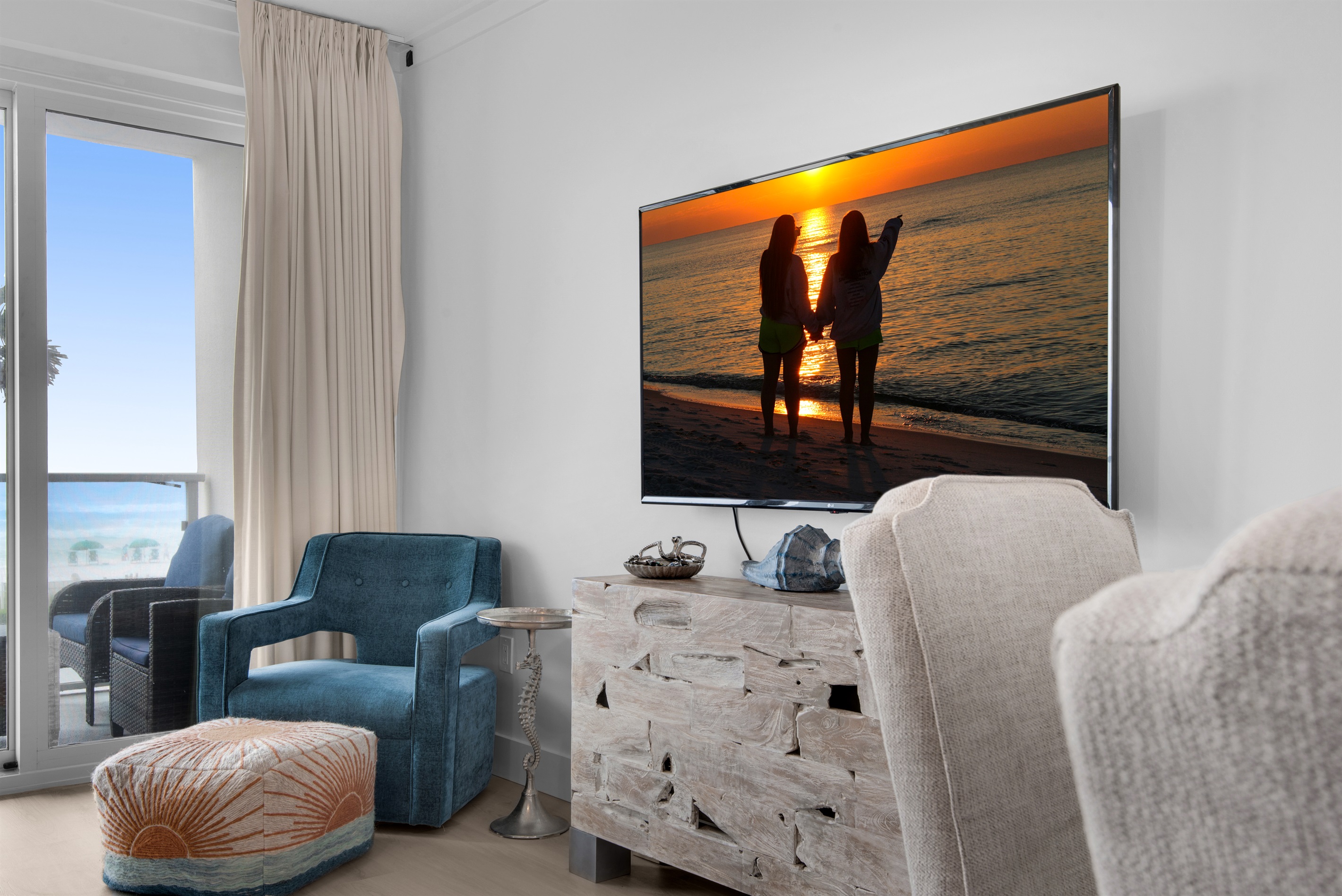 Evening Gulf view and living area