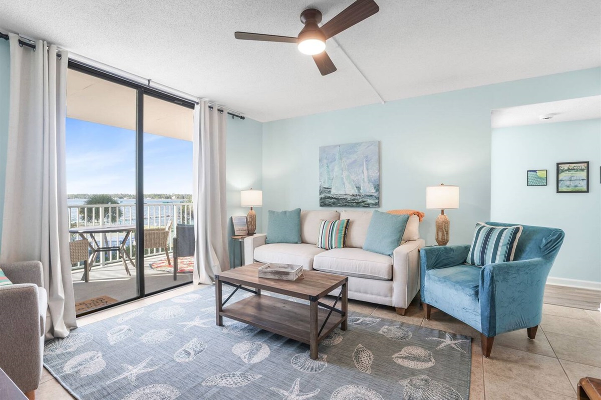 Comfortable living space with views