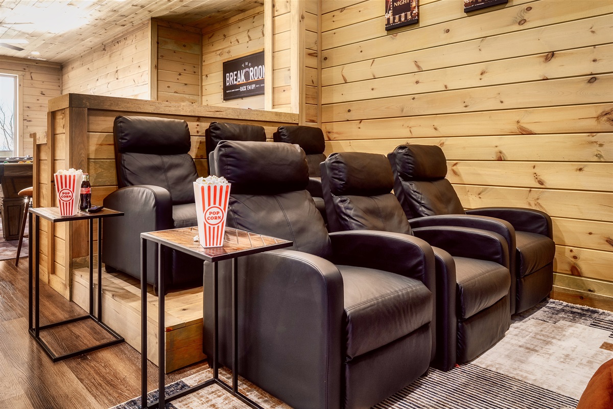 Plush theater seating for sink-in comfort during movie marathons.