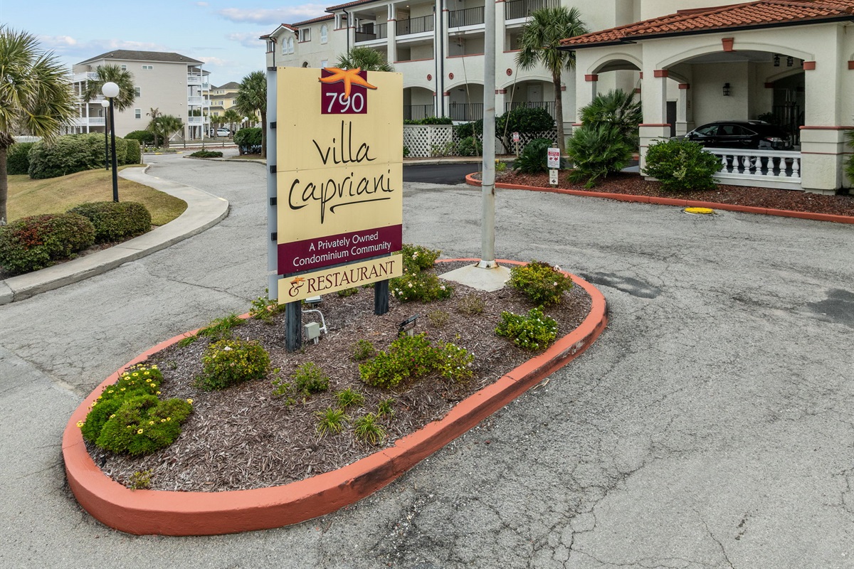 Villa Capriani entrance, your gateway to oceanfront resort living