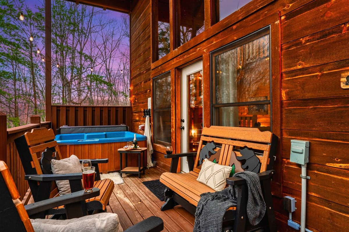 One of our favorite ways to relax and rest on the terrace before jumping into the hot tub!