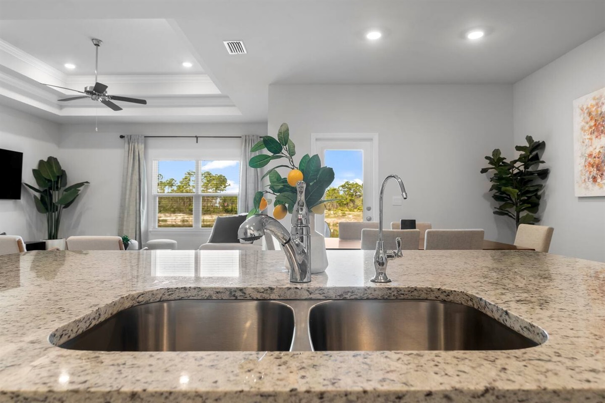 Full kitchen with scenic view