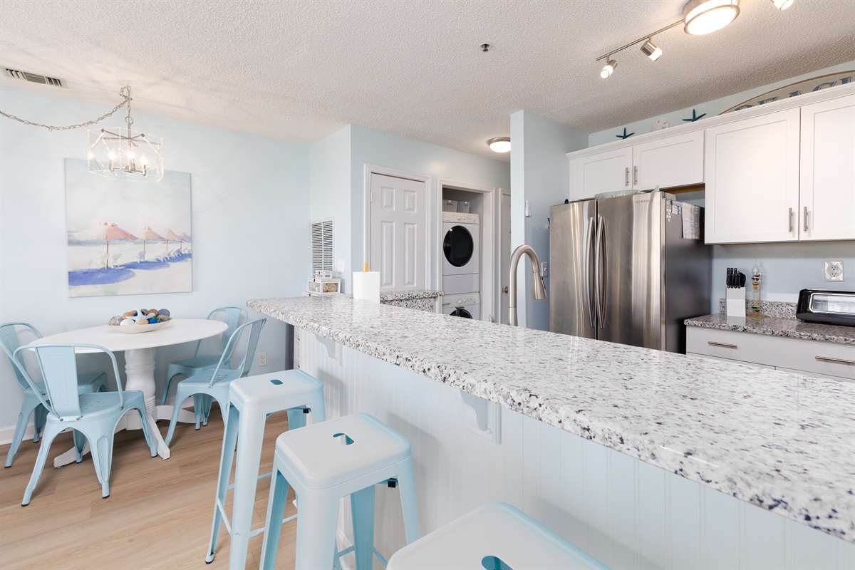 Modern galley kitchen with a clean, minimalist design.