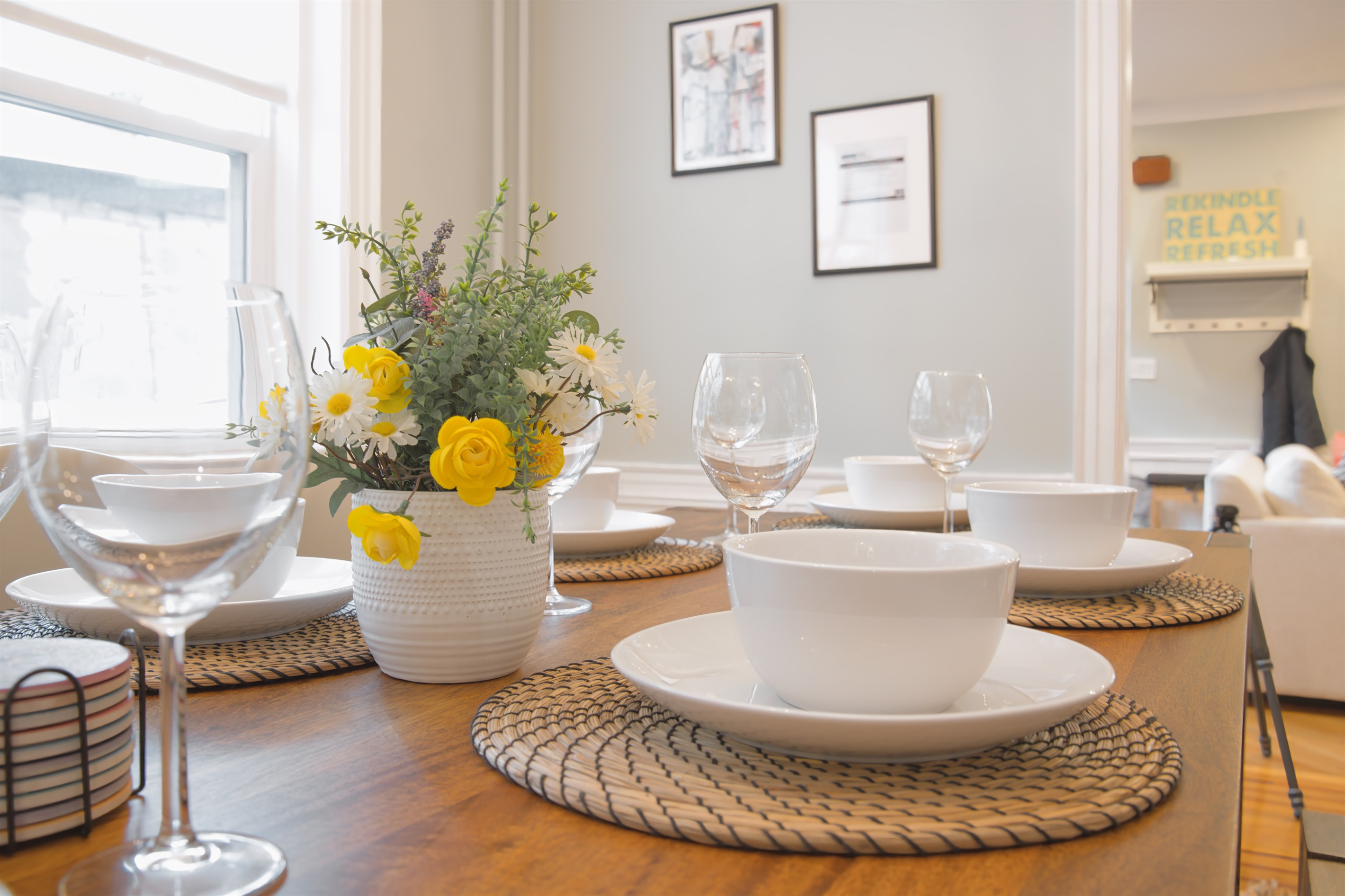 Enough dinnerware for the whole group.