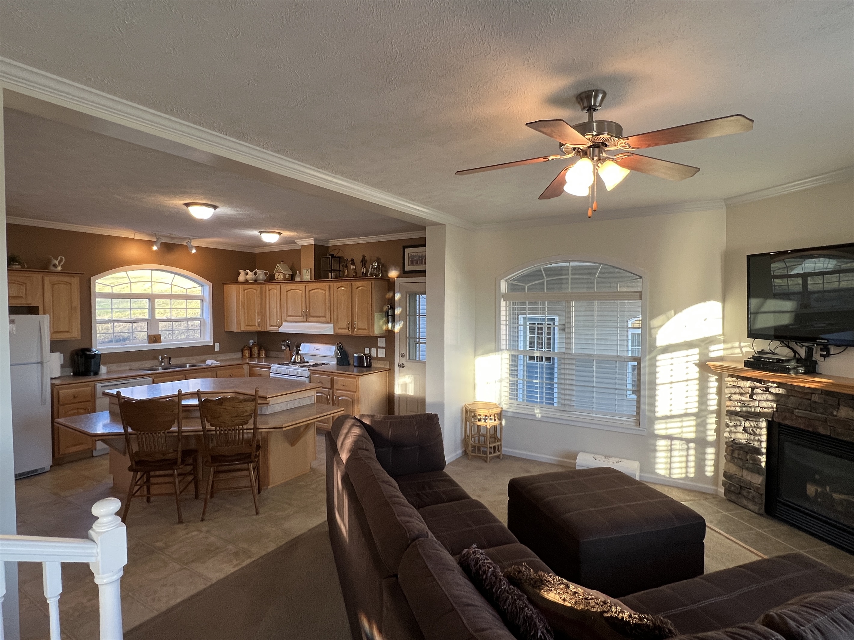 Living area and kitchen