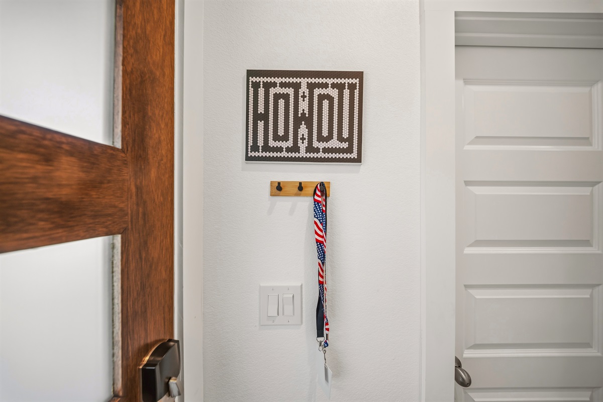 Entry area with provided key cards for community amenities