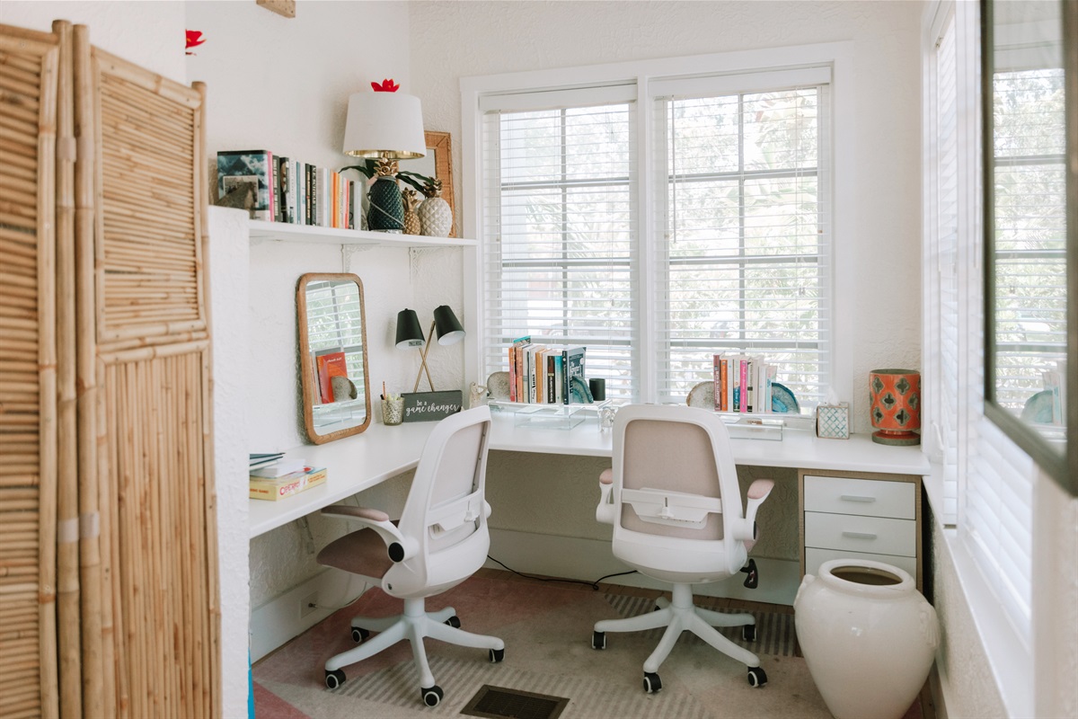 Need to get some work done? Step into the sun-filled office on the east side of the house.