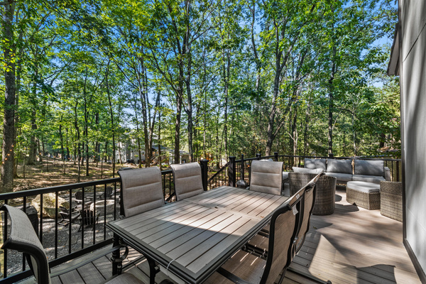 Comfortable dining seating for long hours of outdoor relaxation and lounging.