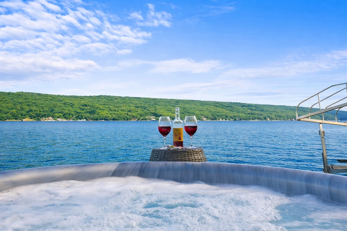 Inviting outdoor jacuzzi, a perfect oasis for relaxation and rejuvenation, surrounded by nature's beauty.