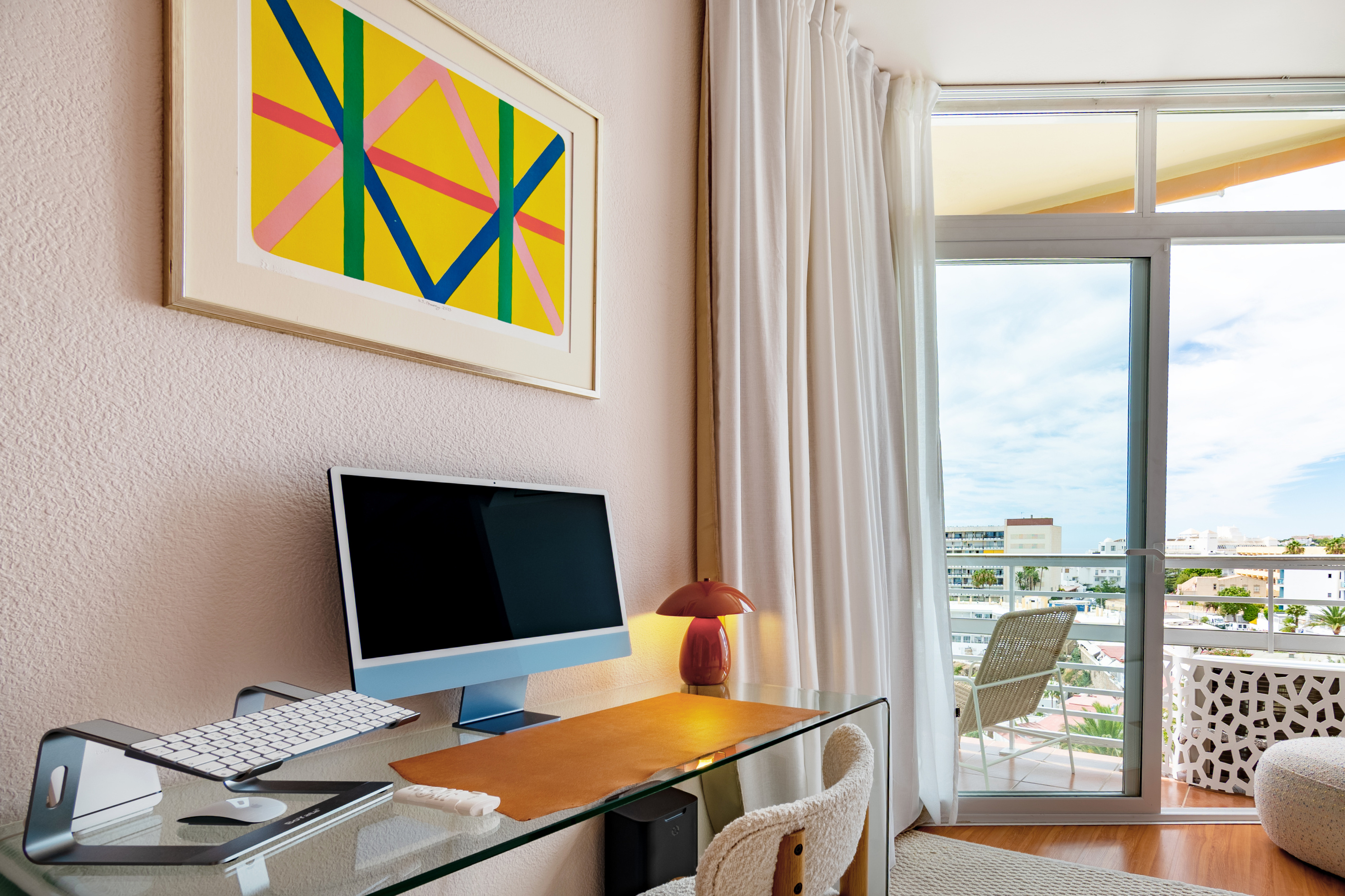 Sea-view workspace with iMac for work or planning your day