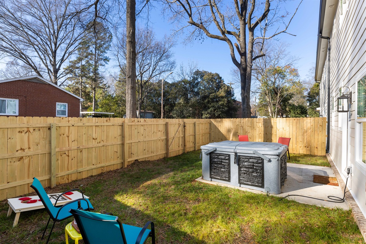 A fenced yard is perfect for bring children and pets.
