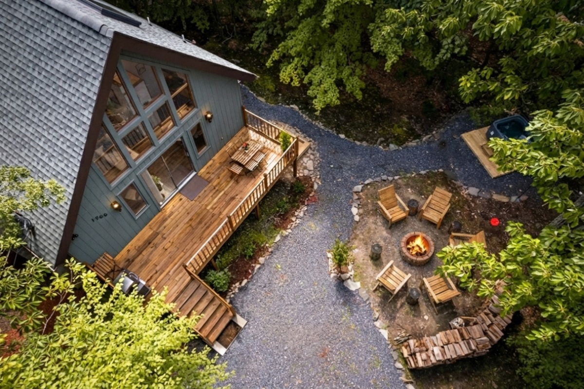 View from Above - Firepit/Hot Tub/Deck