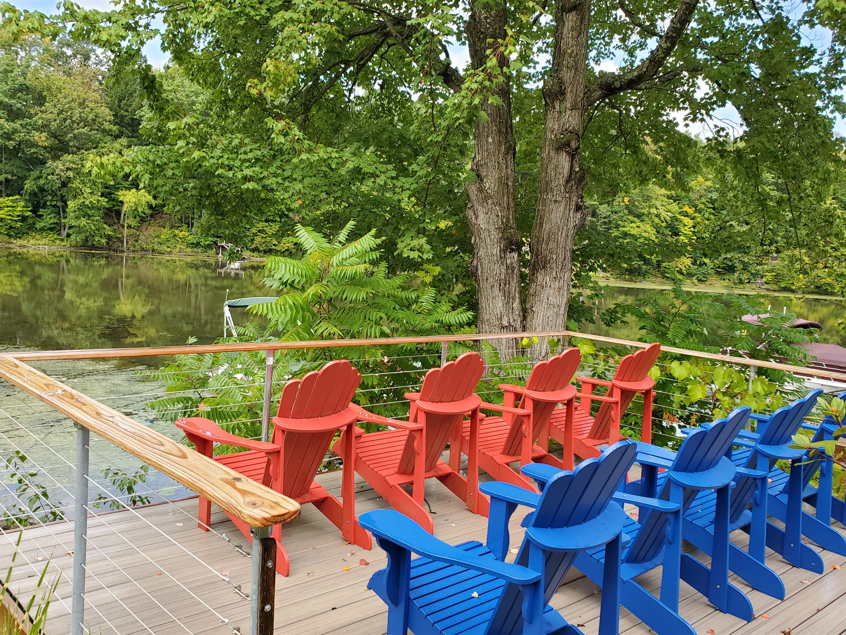 Outdoor seating overlooking the water