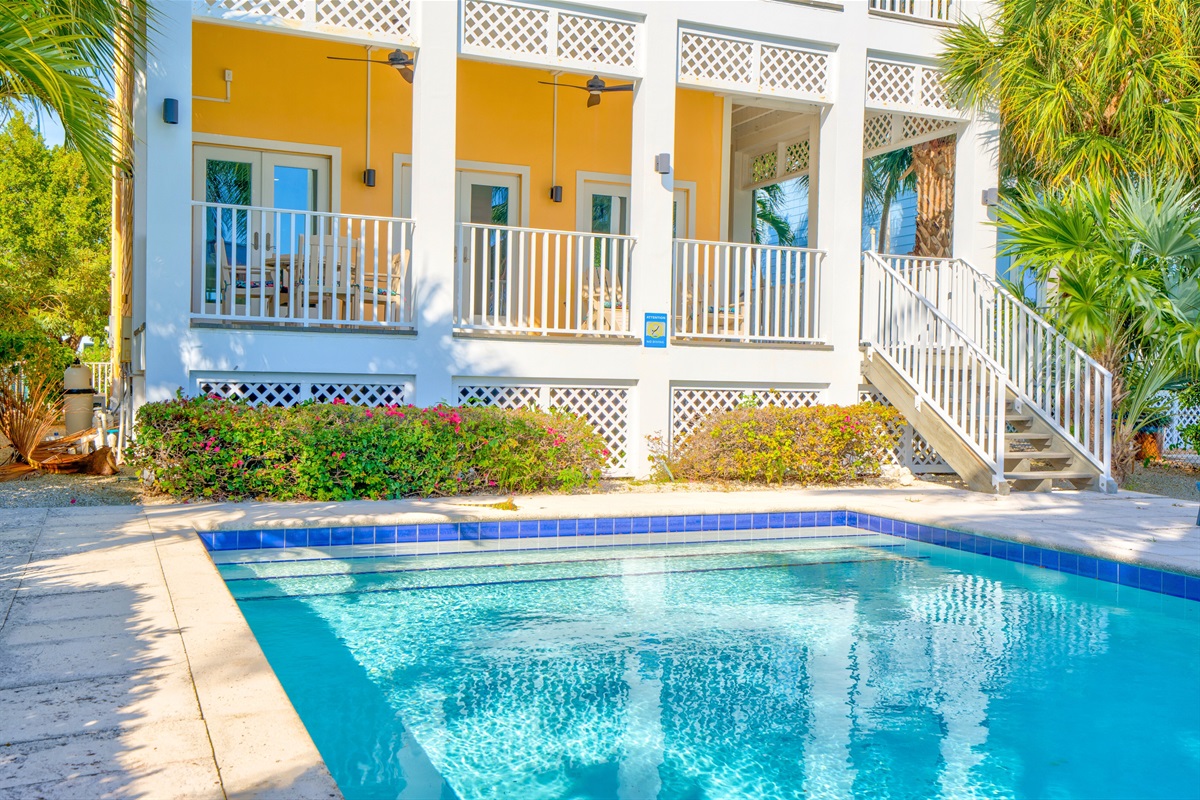 The pool is heated to 85 degrees, with no additional pool heat fee.