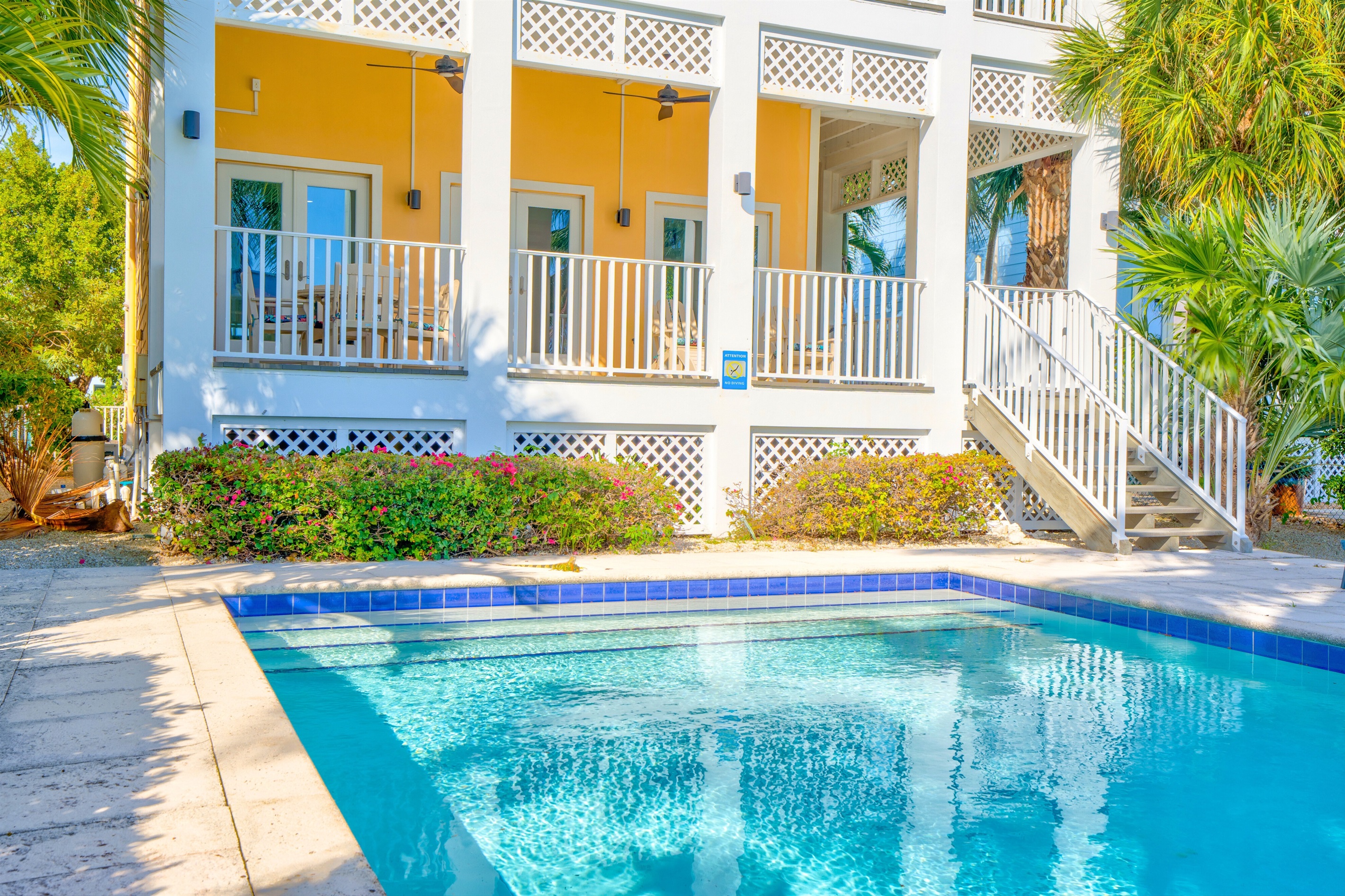 The pool is heated to 85 degrees, with no additional pool heat fee.