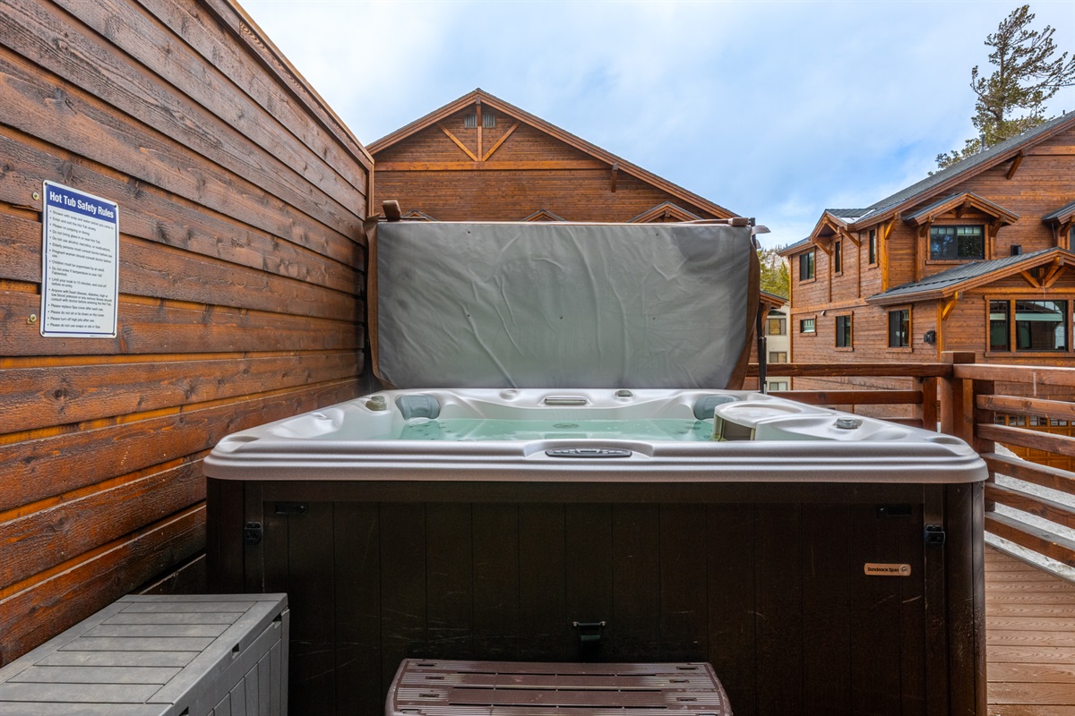 Private 8-person hot tub—no sharing, no scheduling, just soak and relax.