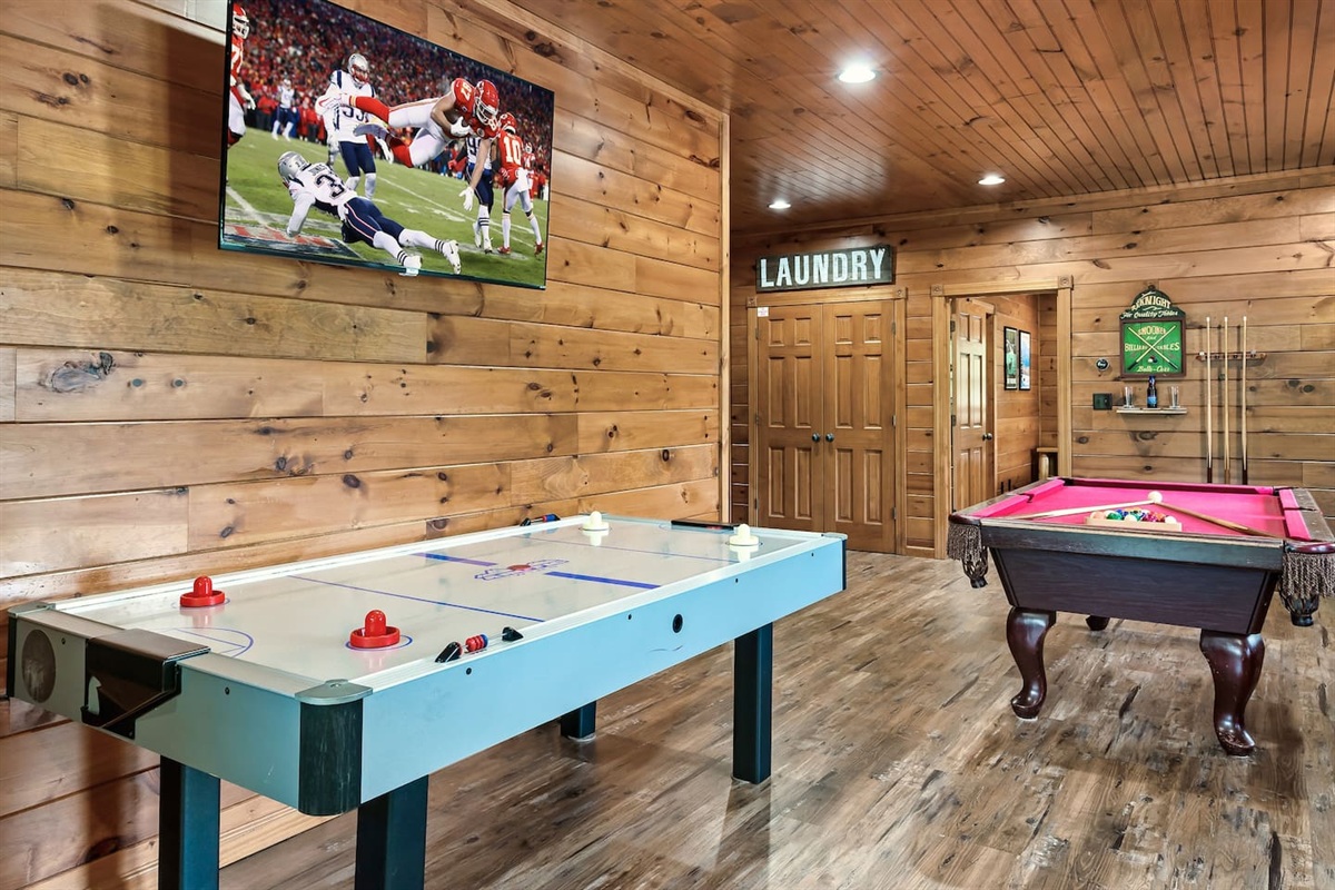 Enjoy a game of air hockey or pool, and the nearby jukebox (arcade games are just around the corner on same level)