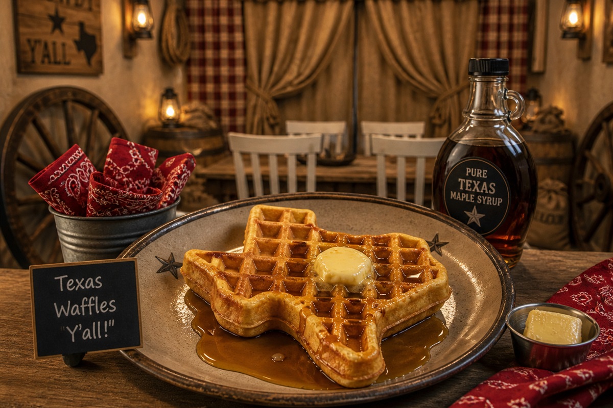 Each stay includes a Big Country breakfast package with a Texas shaped waffle maker and enough batter, butter and the best syrup to fill the bellies of yer whole outfit. 
