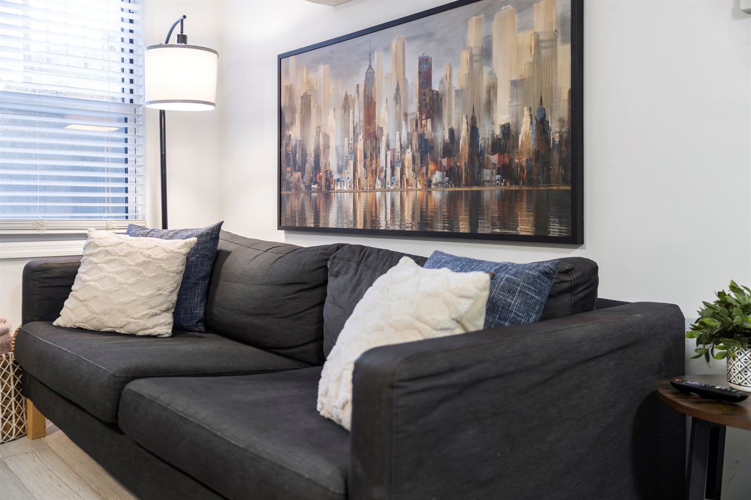 Stretch out on the sofa, kick your feet up, and let this cozy living room feel like your Brooklyn home base.