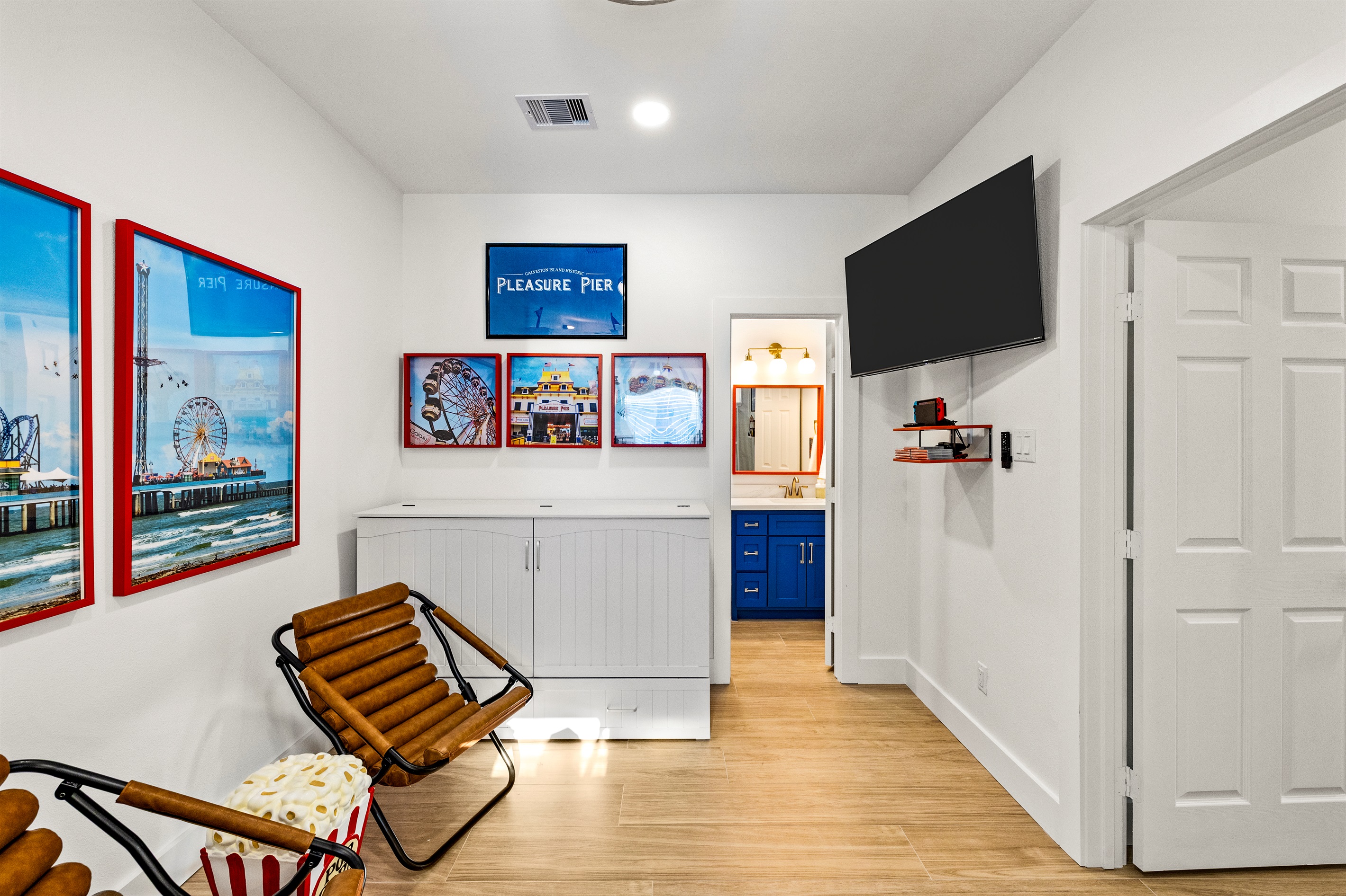 Enjoy watching the 50" TV or play Nintendo switch.